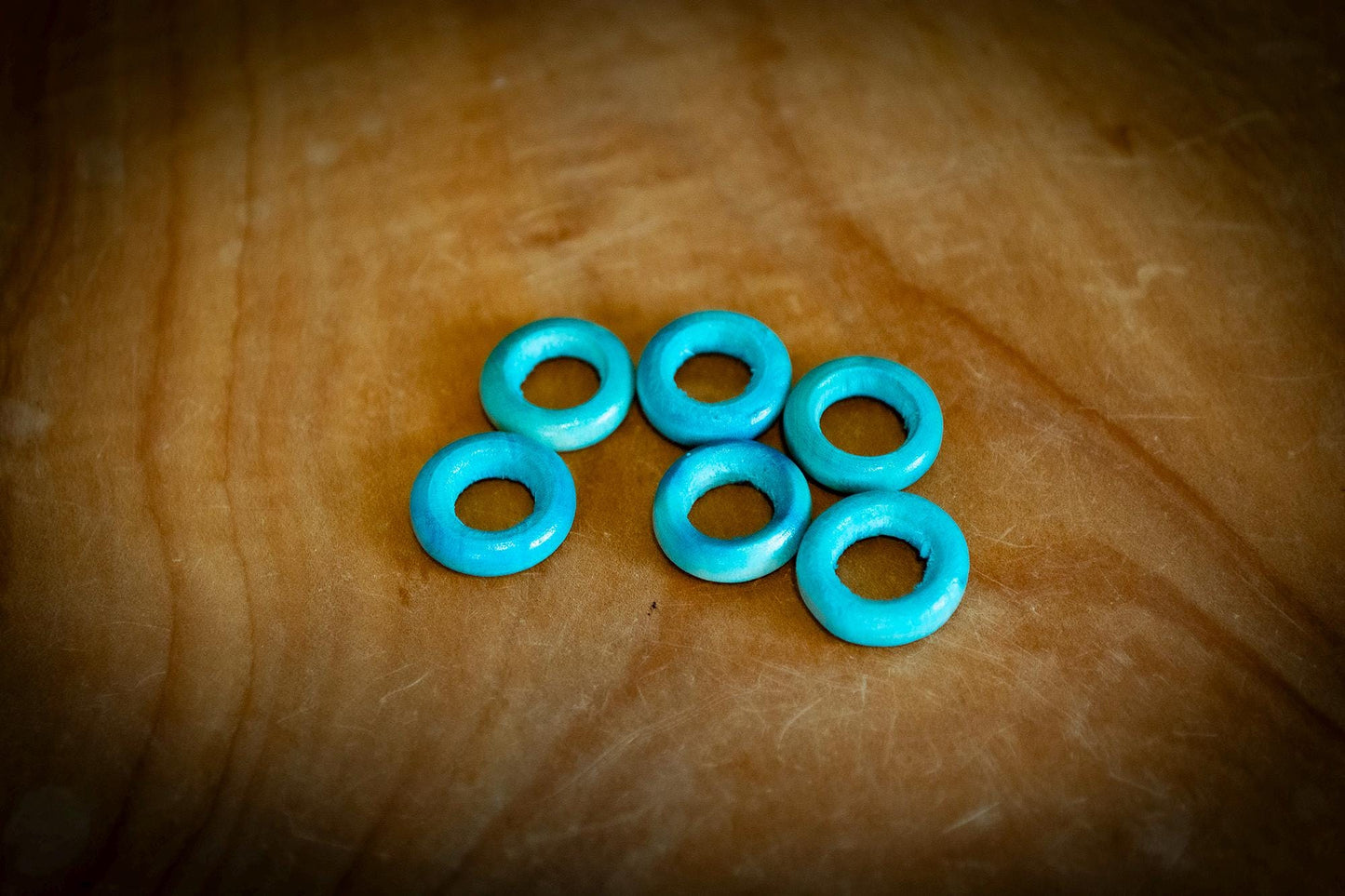 Set of 6 Wooden Dreadlock Ring Beads