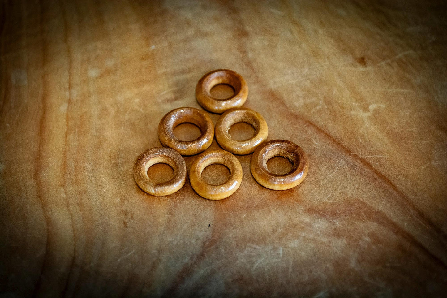 Set of 6 Wooden Dreadlock Ring Beads