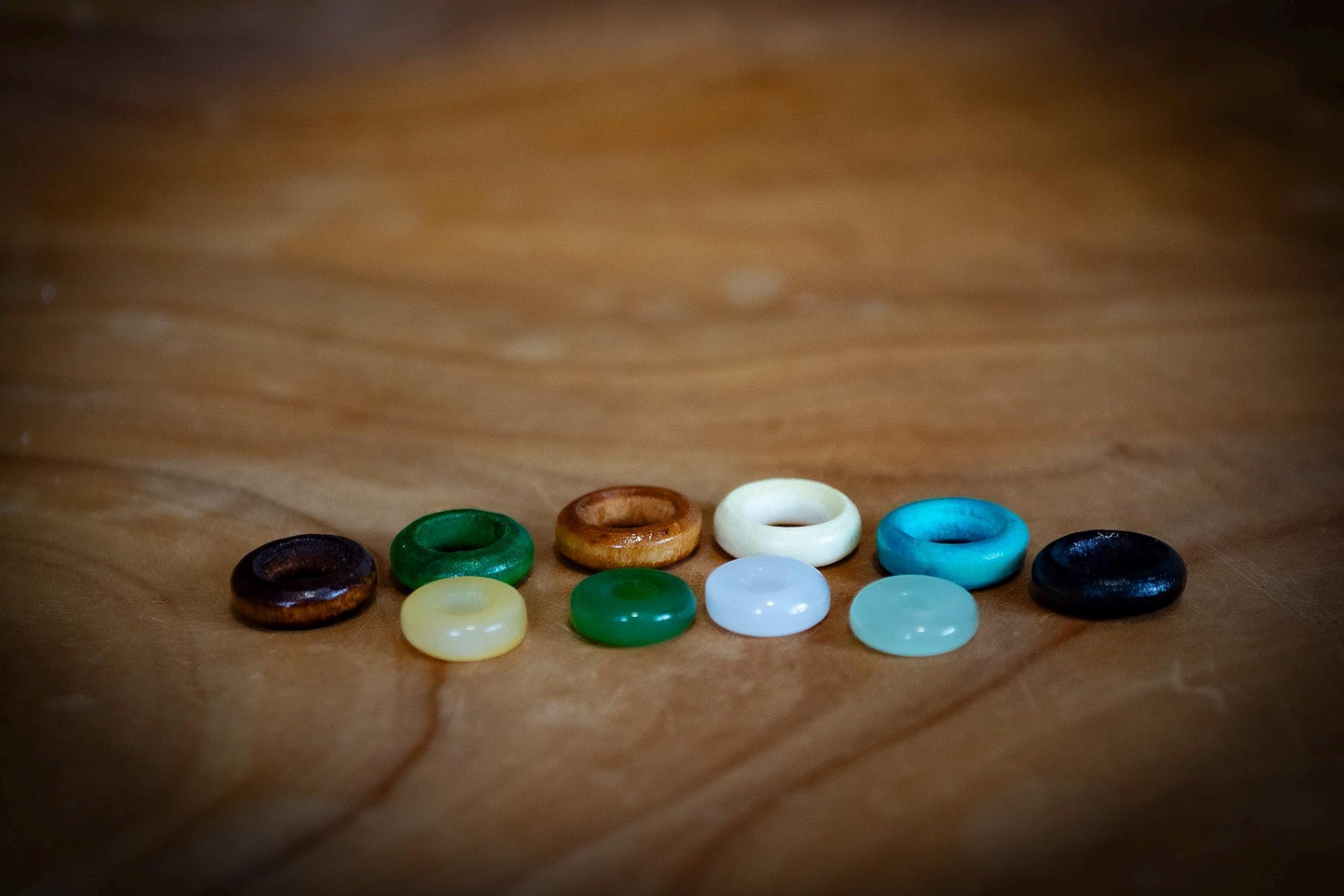 Set of 10 Mixed Wooden and Stone Dreadlock Ring Beads
