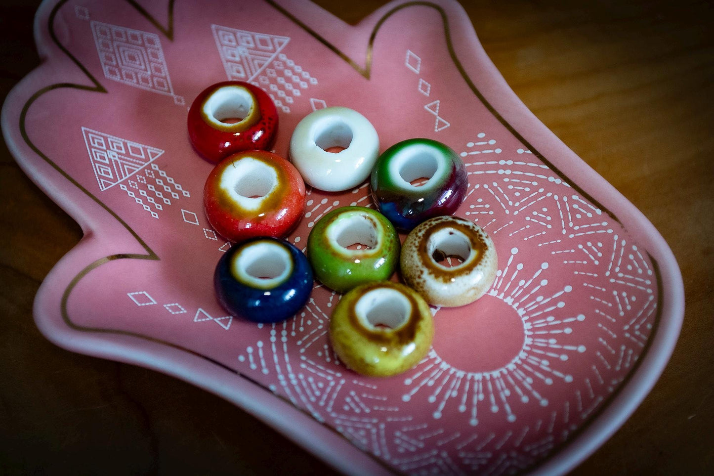 Set of 8 Ceramic Dreadlock Beads