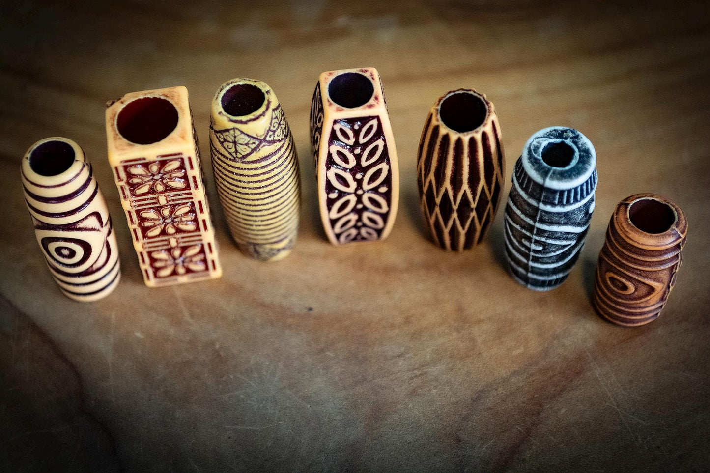 Set of 7 Mixed Patterned Dreadlock Beads