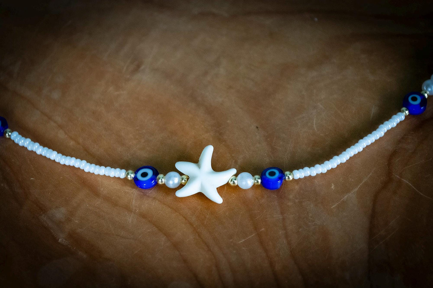 Turkish Starfish and Turtle Bead Evil Eye Necklace