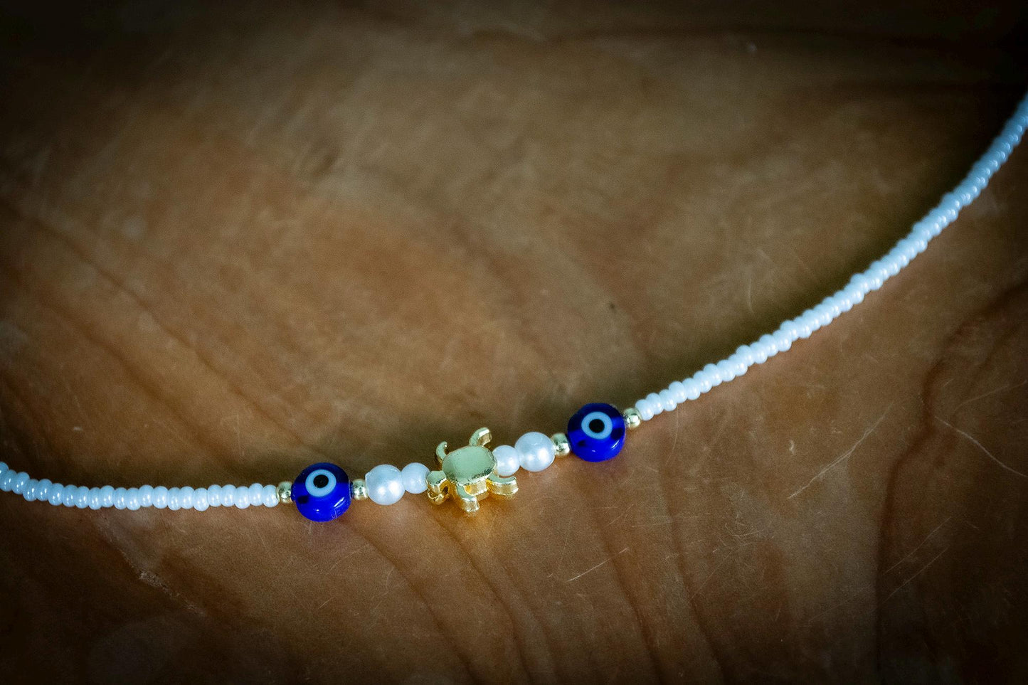 Turkish Starfish and Turtle Bead Evil Eye Necklace