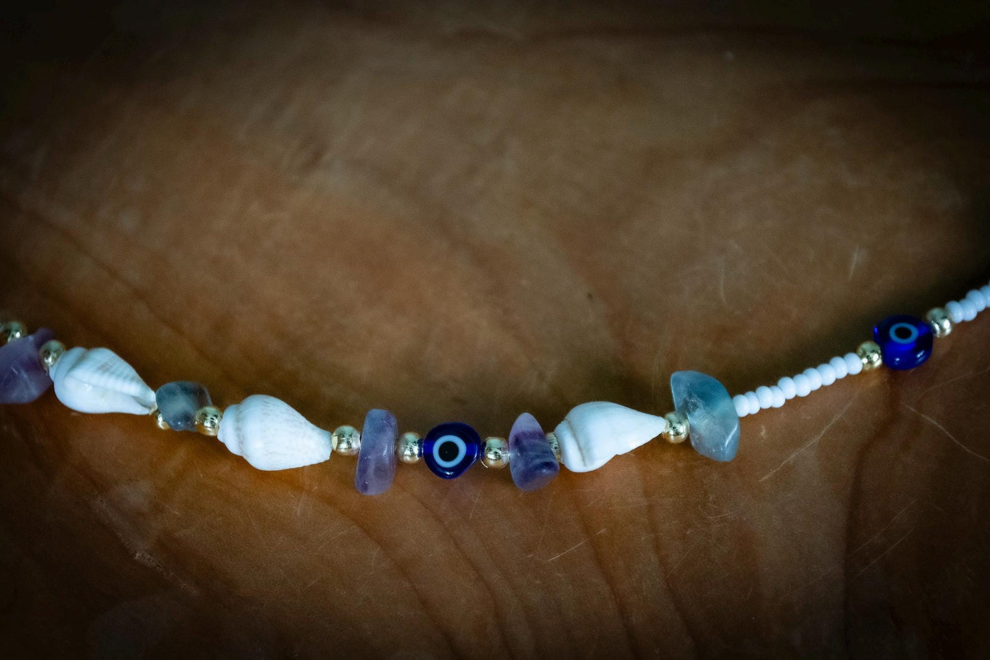 Turkish Mixed Stones and Shells Evil Eye Necklace