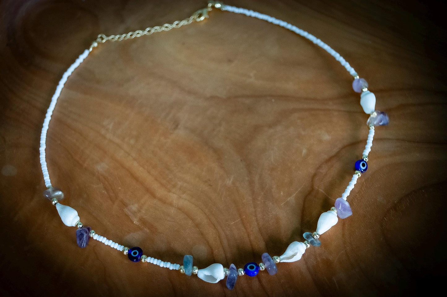 Turkish Mixed Stones and Shells Evil Eye Necklace