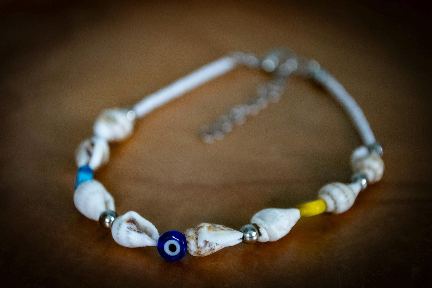 Turkish Shell and Evil Eye Adjustable Bracelet