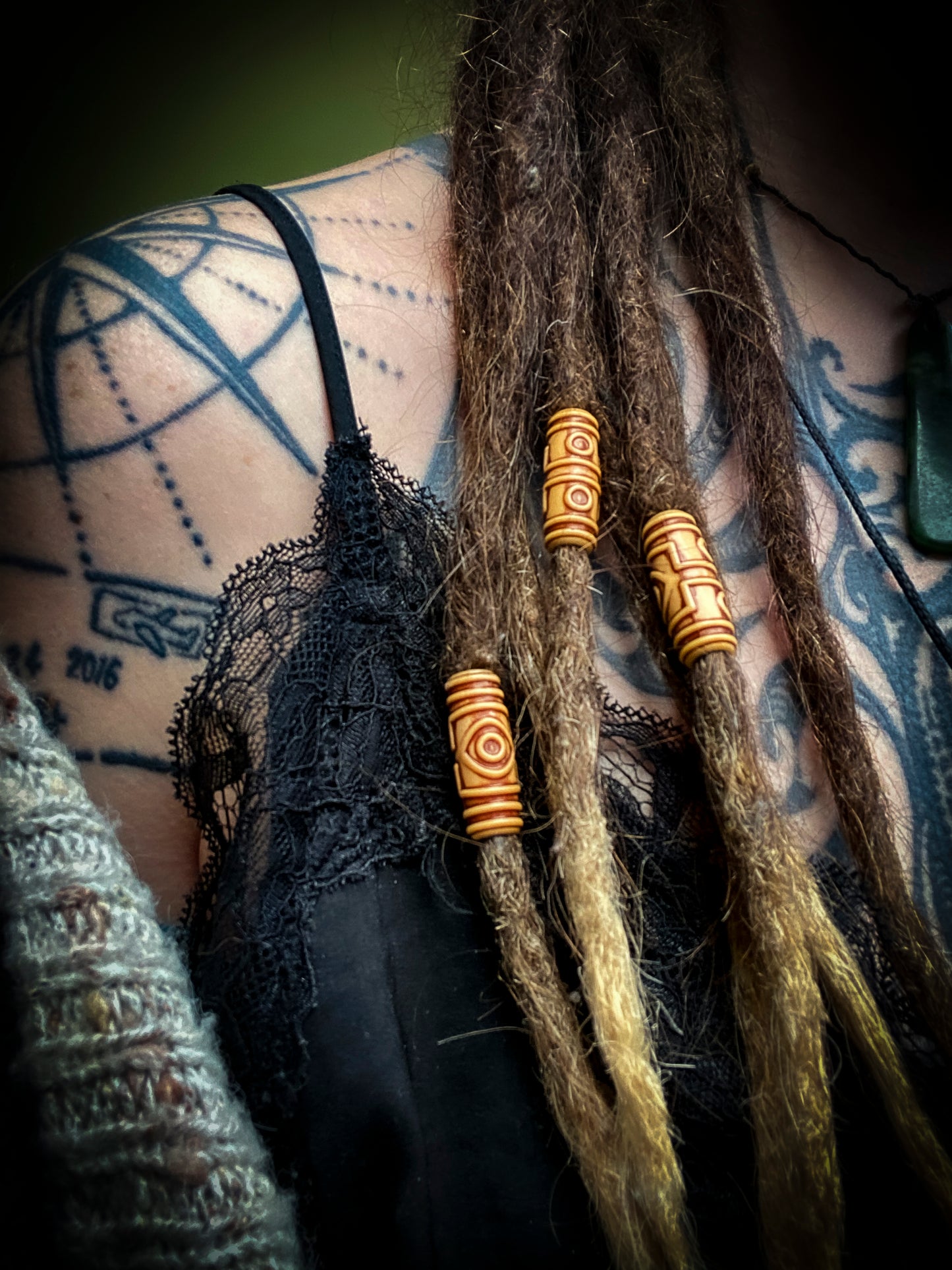 Set of 6 Tribal Style Dreadlock Beads
