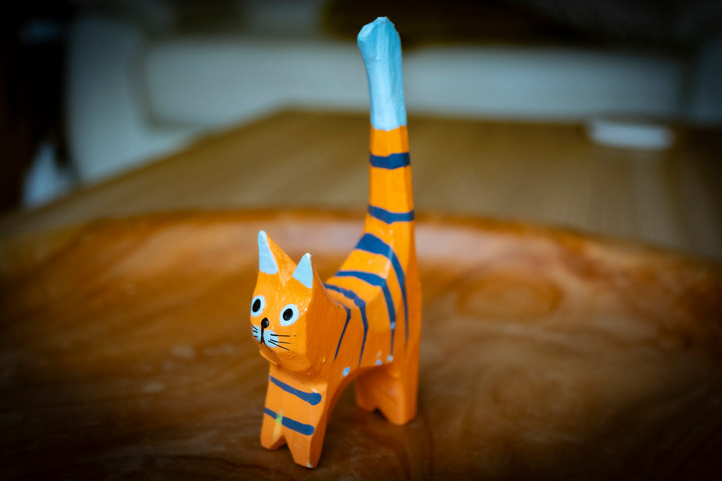 Handmade Colourful Wooden Cat