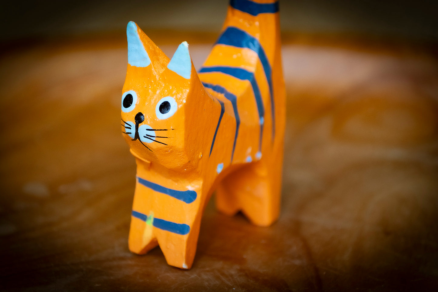 Handmade Colourful Wooden Cat