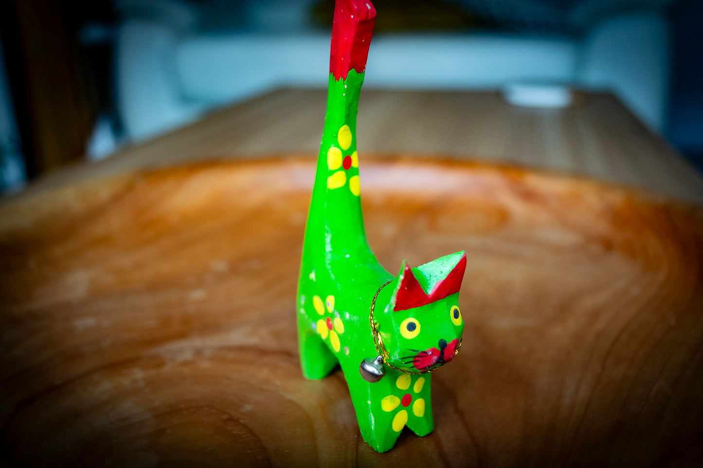 Handmade Colourful Wooden Cat