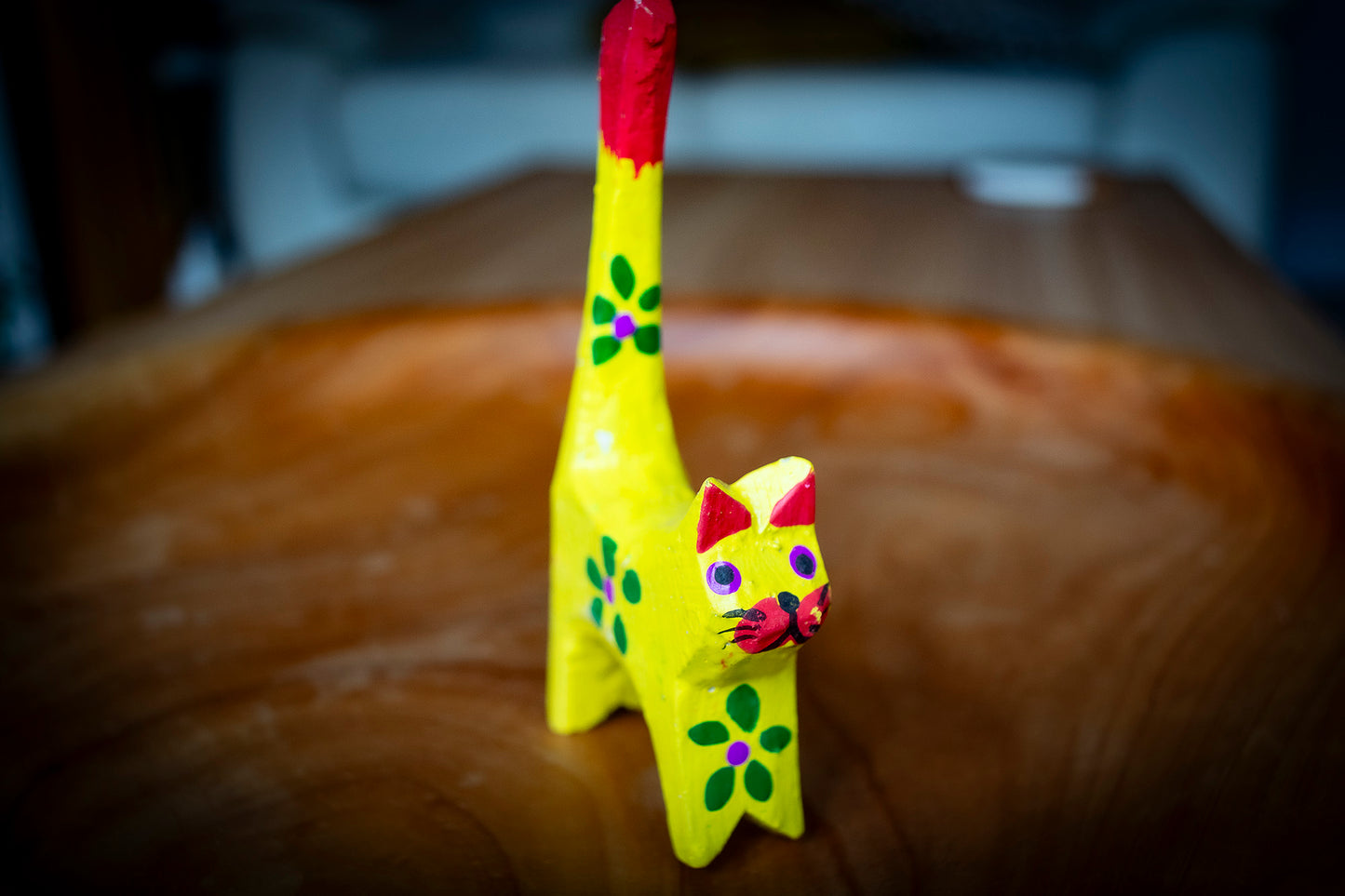 Handmade Colourful Wooden Cat