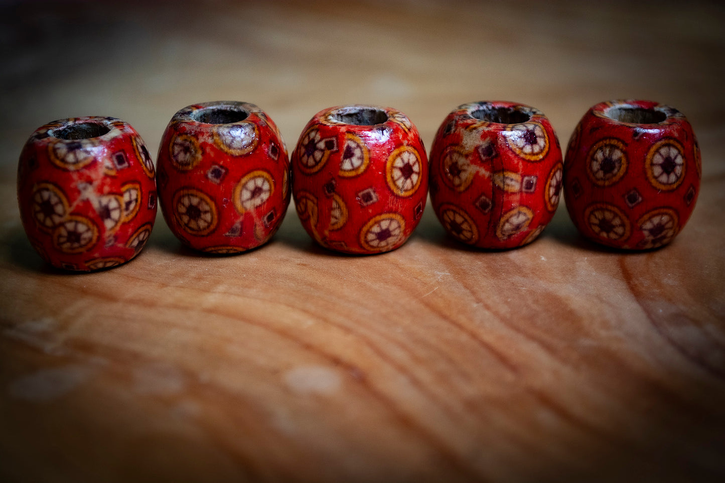 Set of 5 Wooden Dreadlock Beads