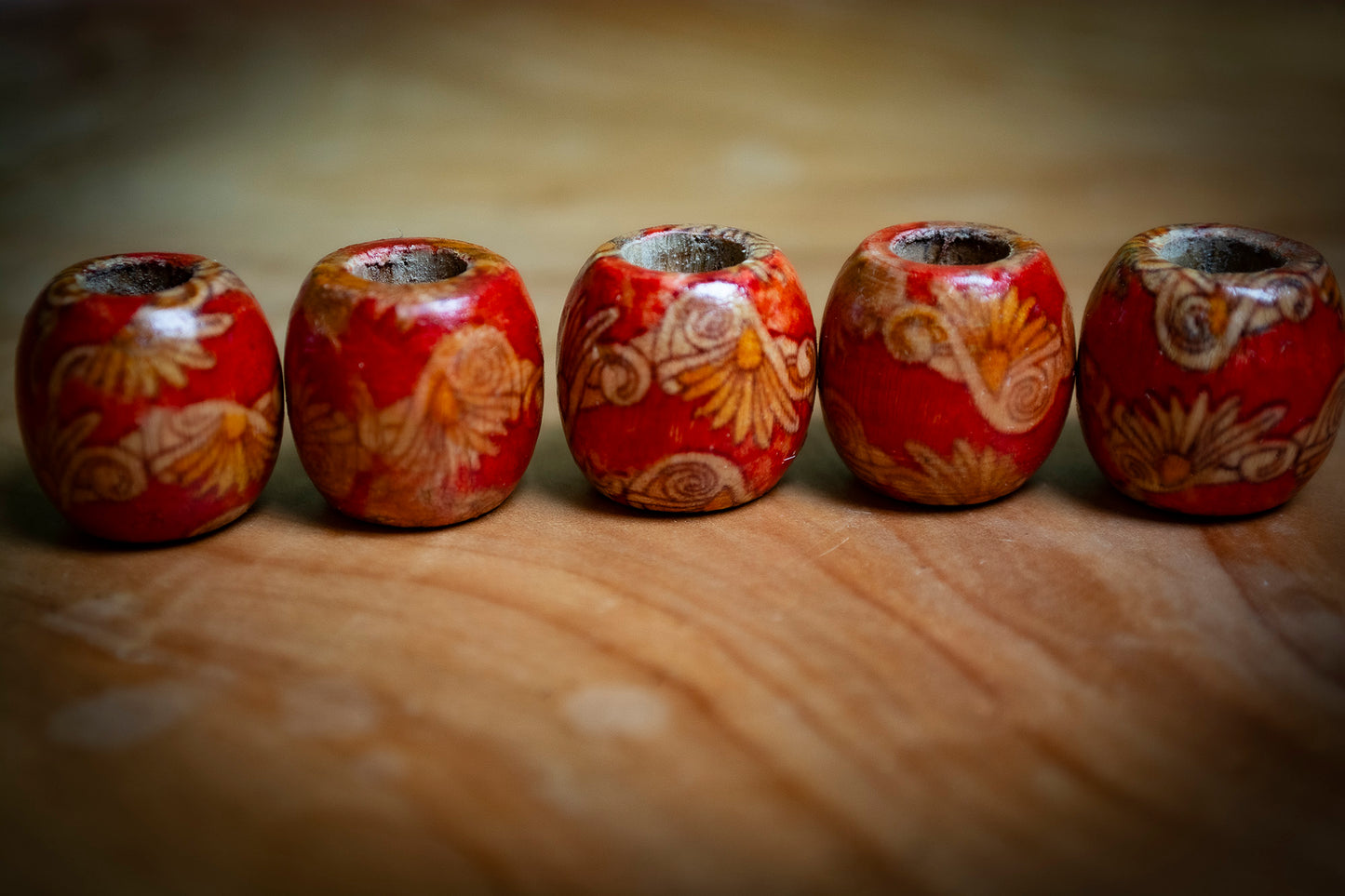 Set of 5 Wooden Dreadlock Beads