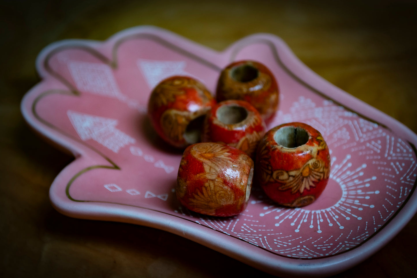 Set of 5 Wooden Dreadlock Beads