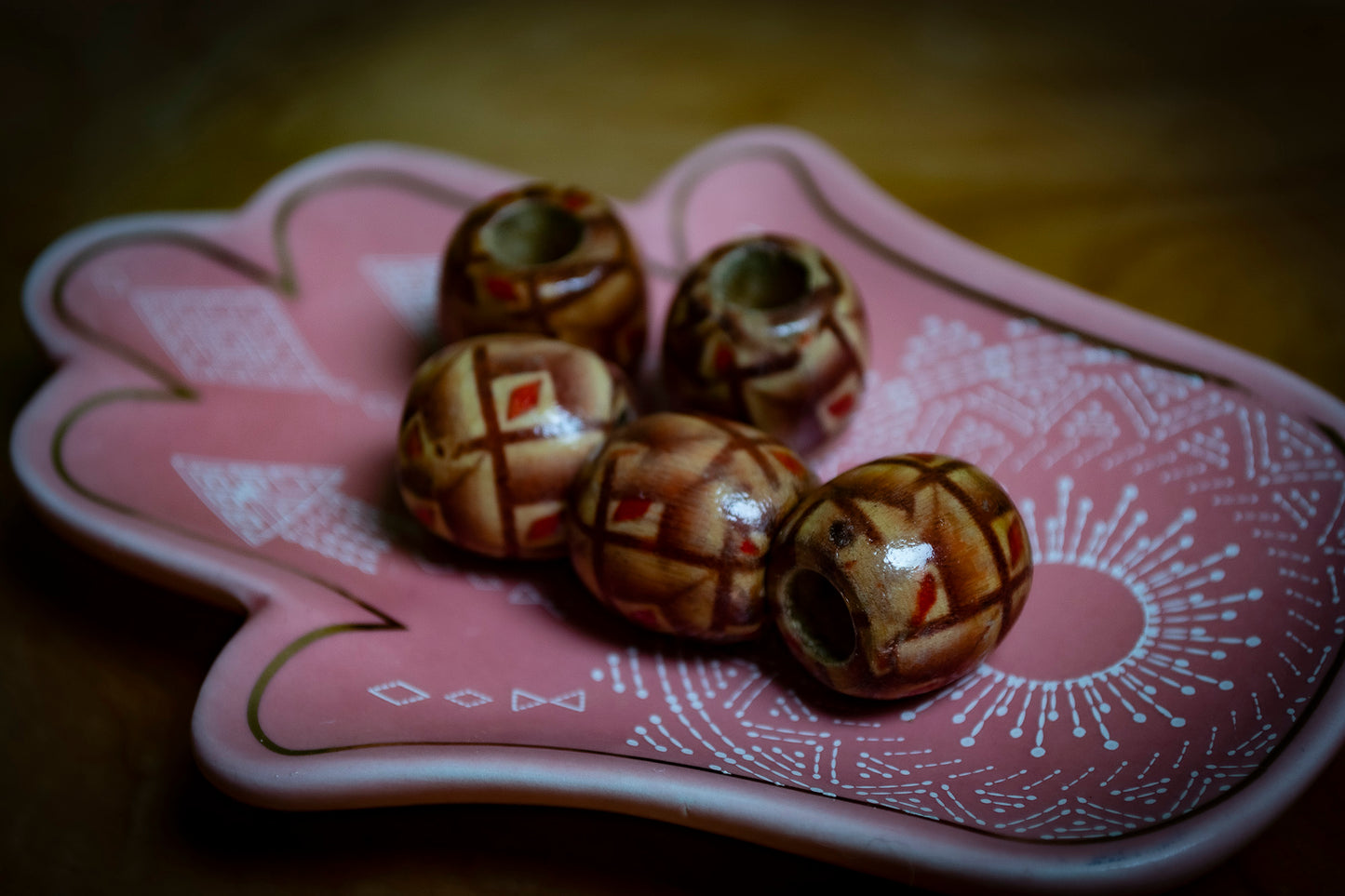 Set of 5 Wooden Dreadlock Beads
