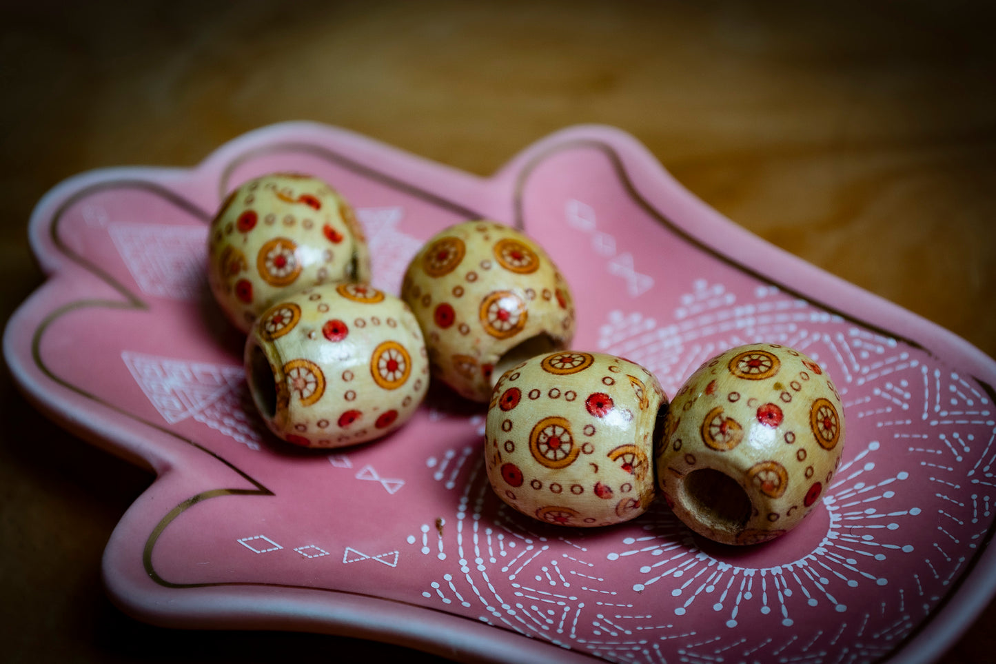 Set of 5 Wooden Dreadlock Beads