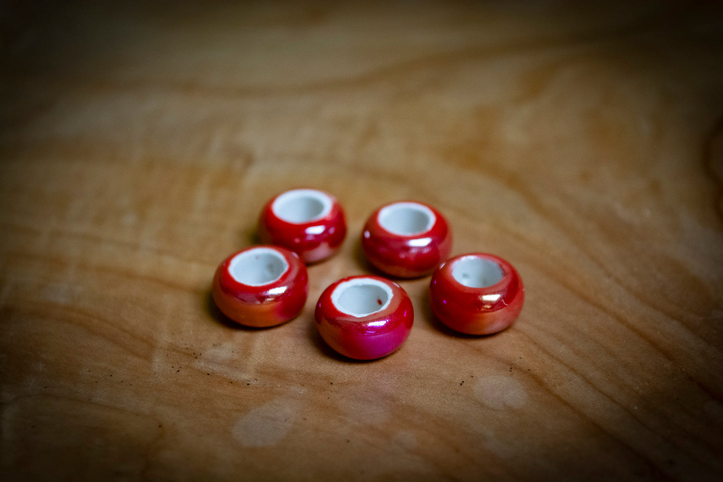 Set of 5 Electroplate Porcelain Dreadlock Beads