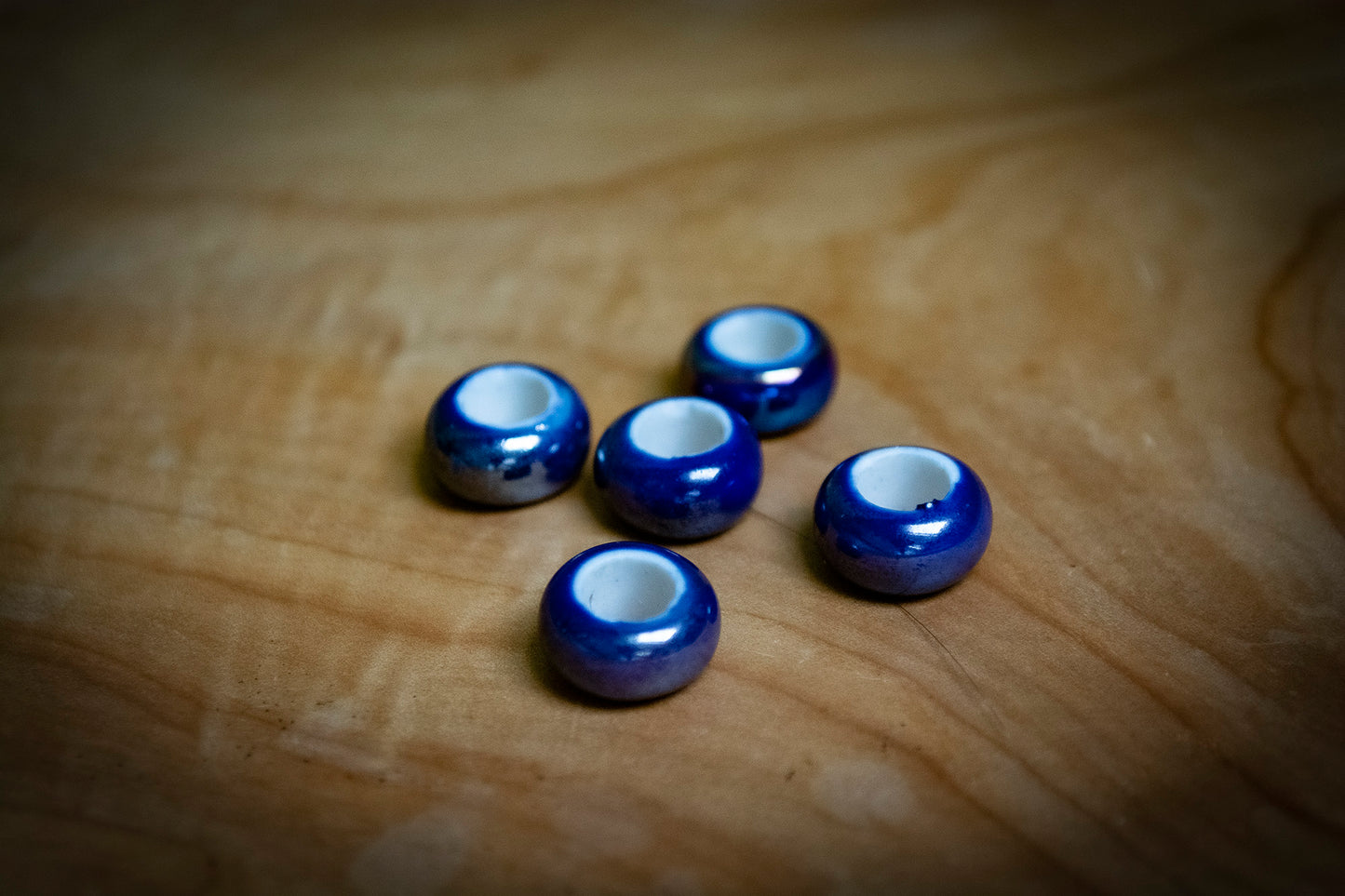 Set of 5 Electroplate Porcelain Dreadlock Beads