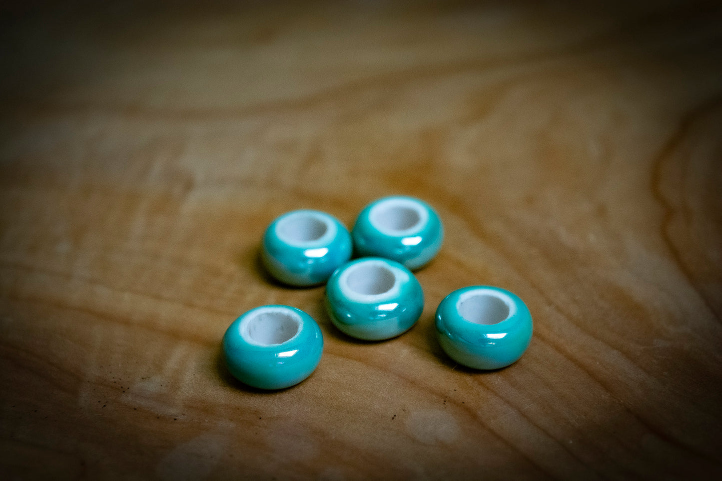 Set of 5 Electroplate Porcelain Dreadlock Beads