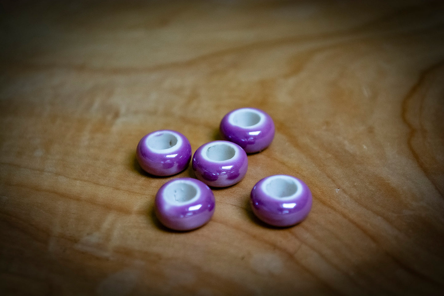 Set of 5 Electroplate Porcelain Dreadlock Beads