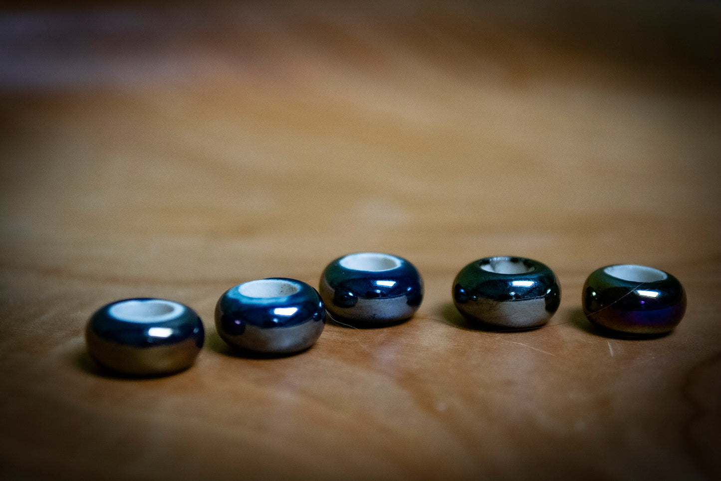 Set of 5 Electroplate Porcelain Dreadlock Beads