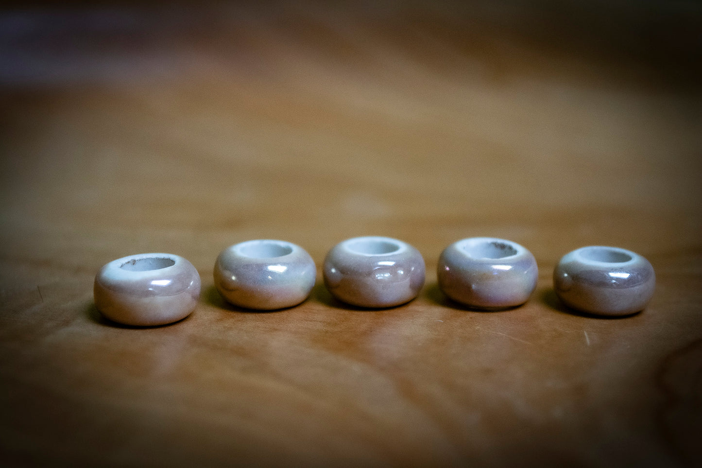 Set of 5 Electroplate Porcelain Dreadlock Beads