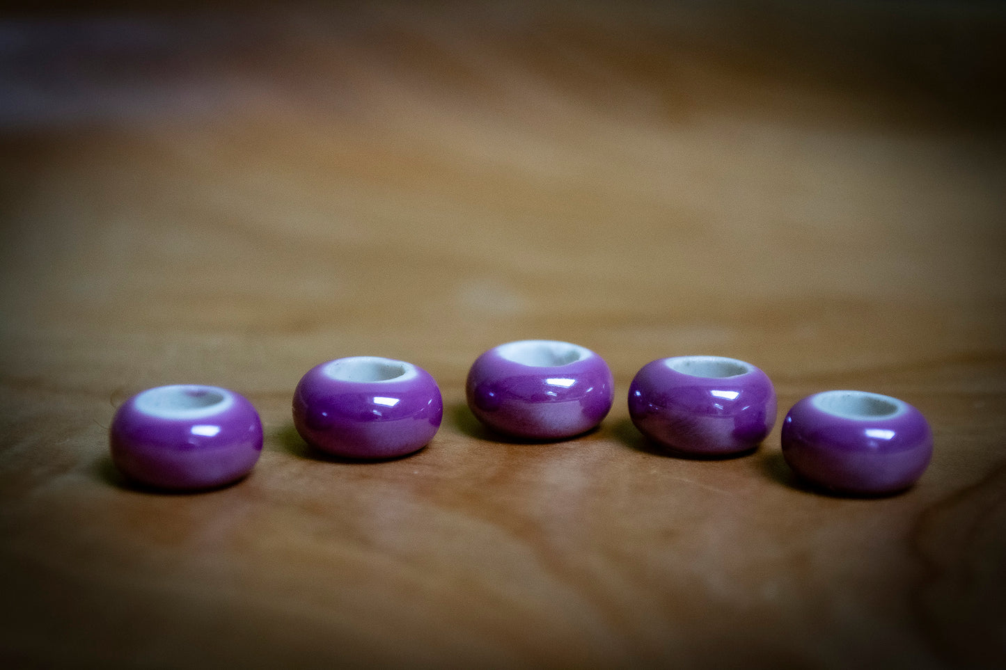Set of 5 Electroplate Porcelain Dreadlock Beads