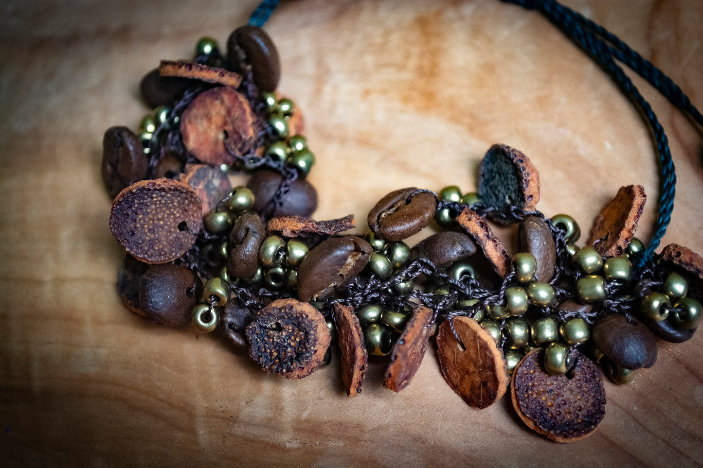 Coffee Bean and Dried Orange Peel Bracelet