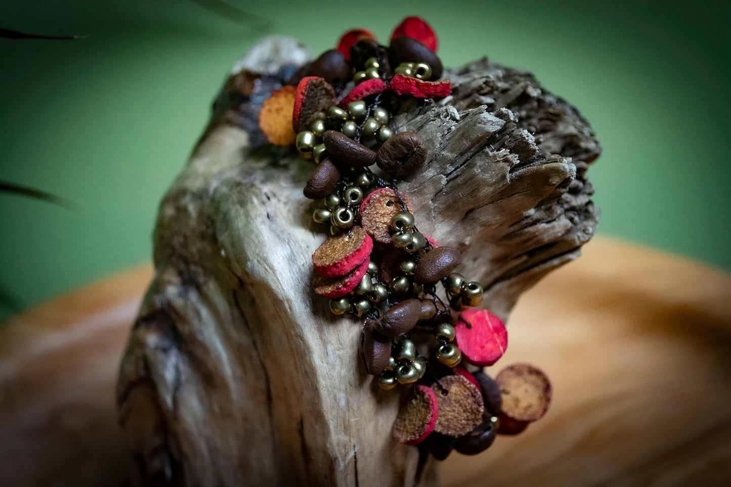 Coffee Bean and Dried Orange Peel Bracelet