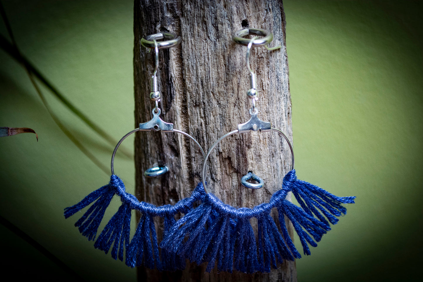 Tassel Silver Earrings in Blue