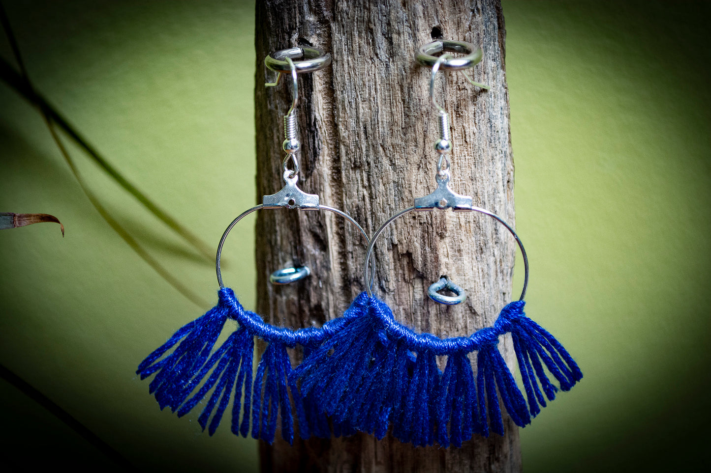 Tassel Silver Earrings in Blue