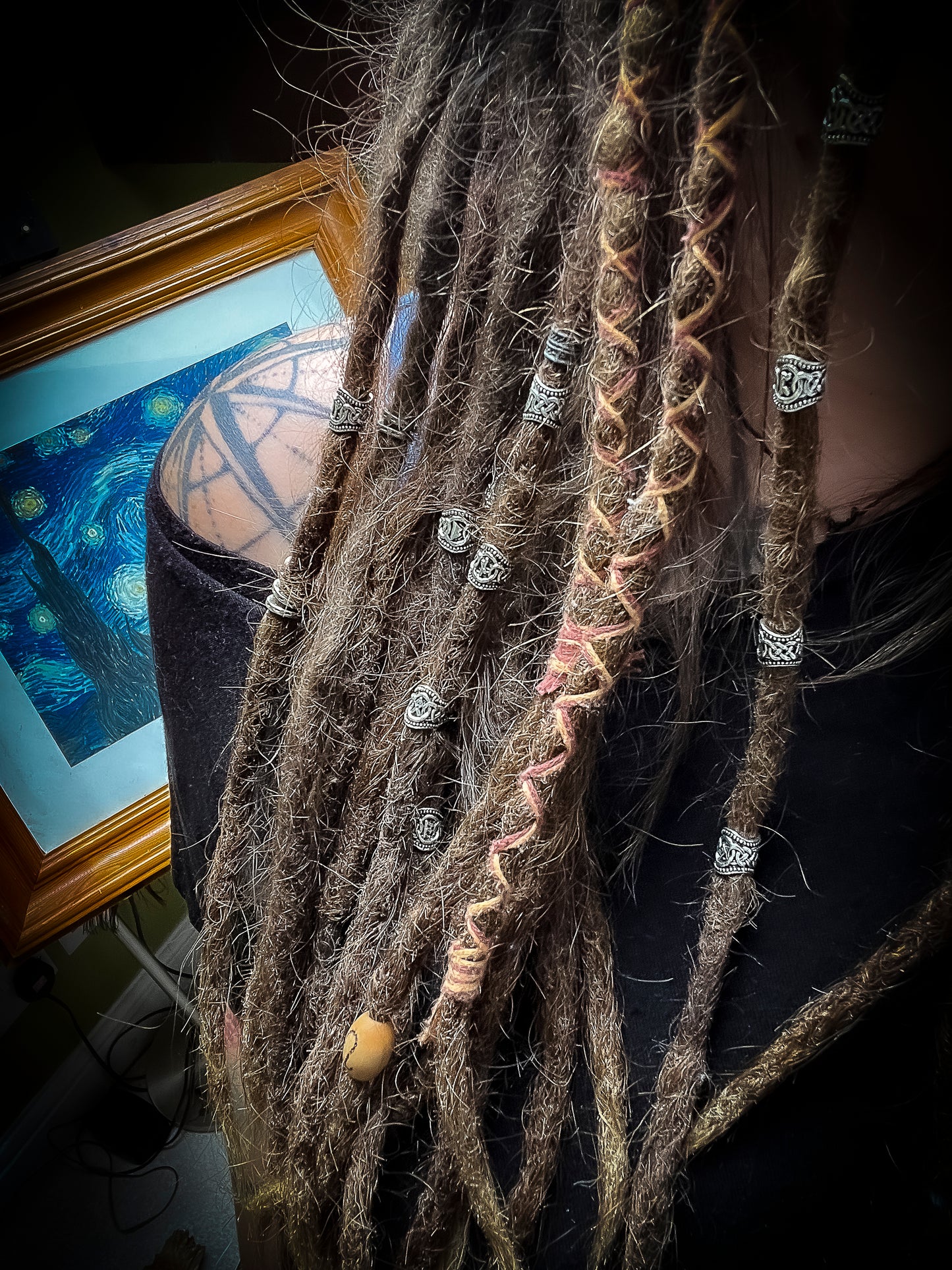 Set of 13 Small Viking Style Tibetan Silver Plated Dreadlock Beads