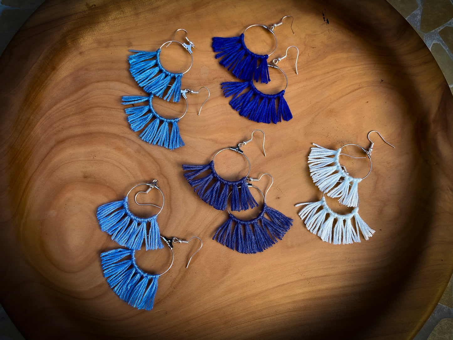 Tassel Silver Earrings in Blue