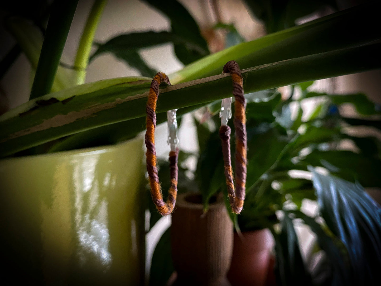 Brown Wrapped Hoop Earrings