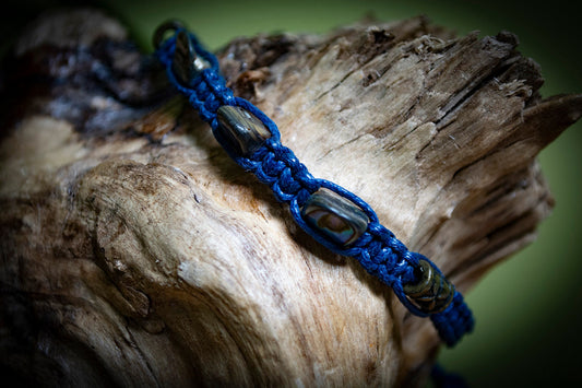 Navy Paua Shell Hand-Woven Bracelet