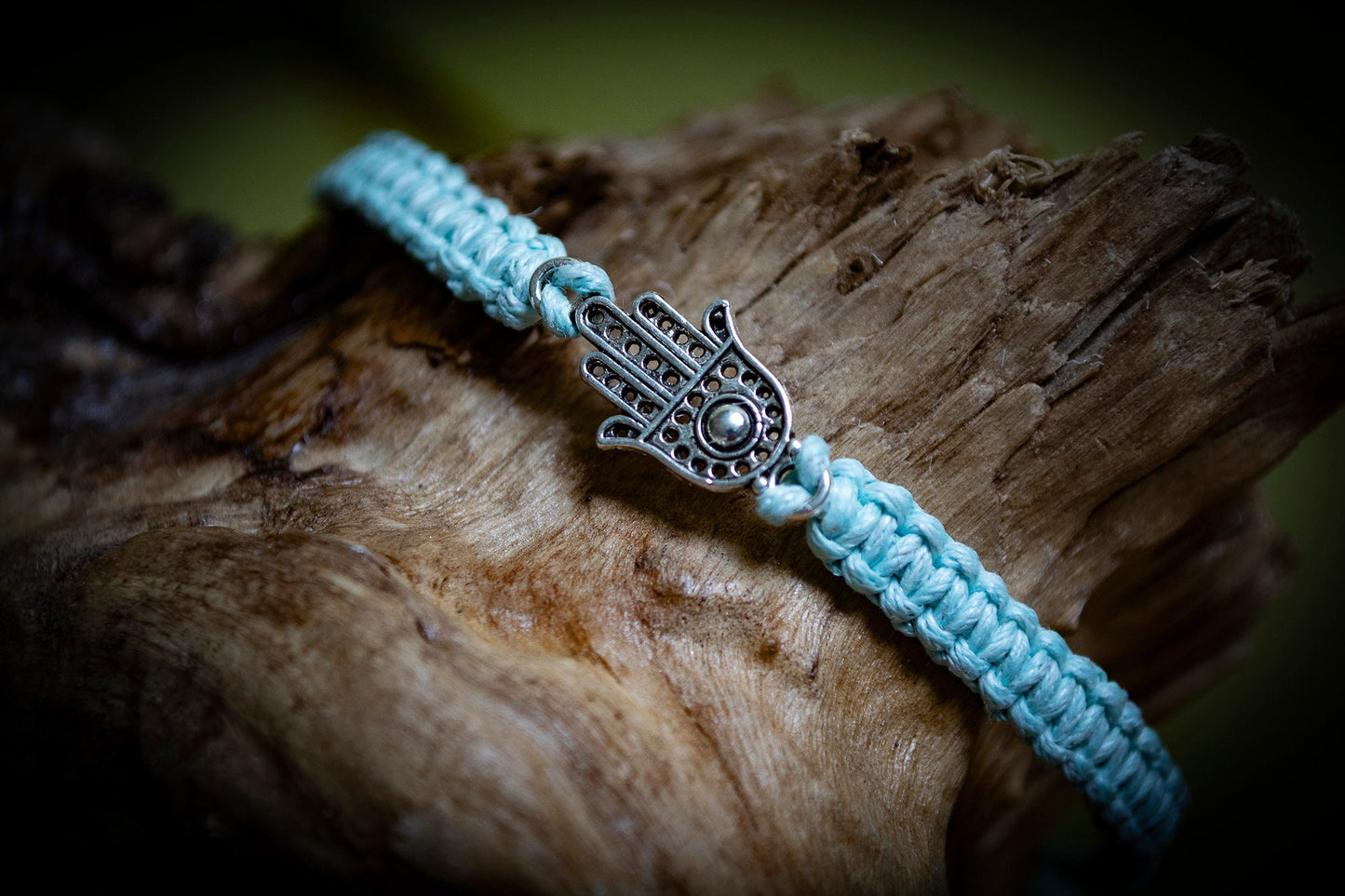 Tibetan Silver Hamsa Hand Hand-Woven Bracelet
