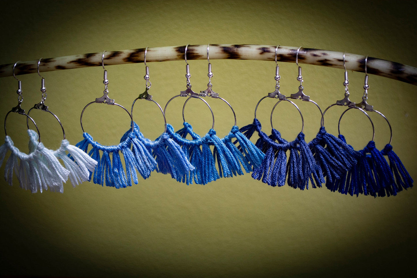 Tassel Silver Earrings in Blue