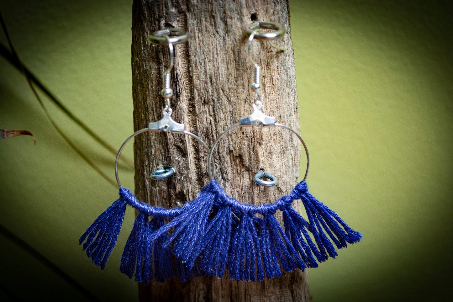 Tassel Silver Earrings in Purple