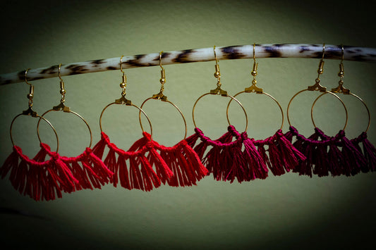Tassel Gold Earrings in Red