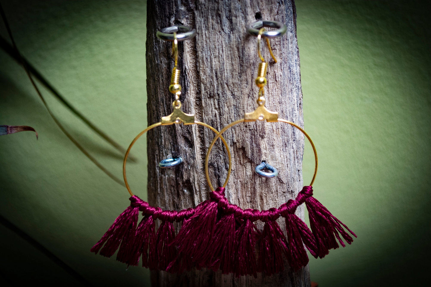 Tassel Gold Earrings in Red