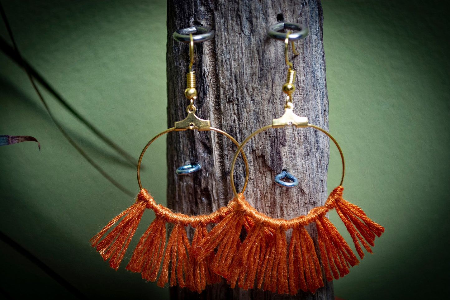 Tassel Gold Earrings in Orange