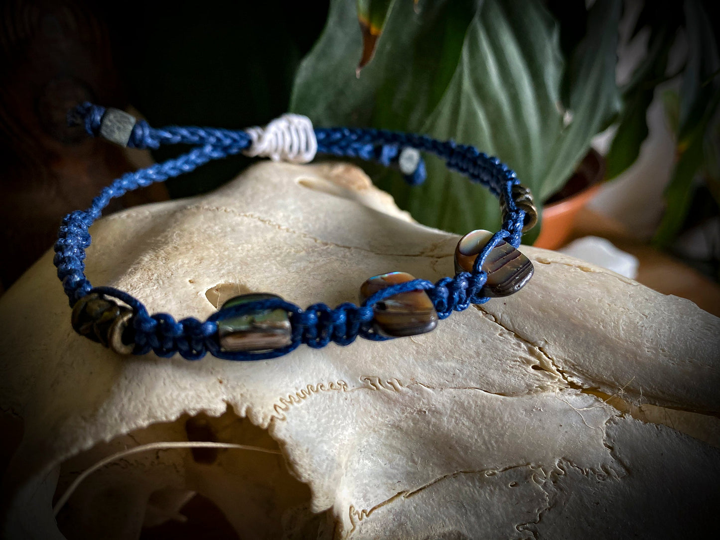 Navy Paua Shell Hand-Woven Bracelet