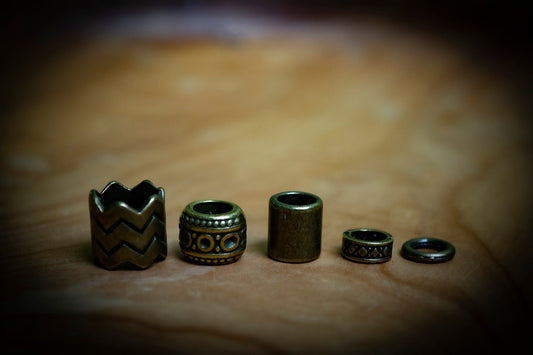 Set of 5 Mixed Bronze Dreadlock Beads