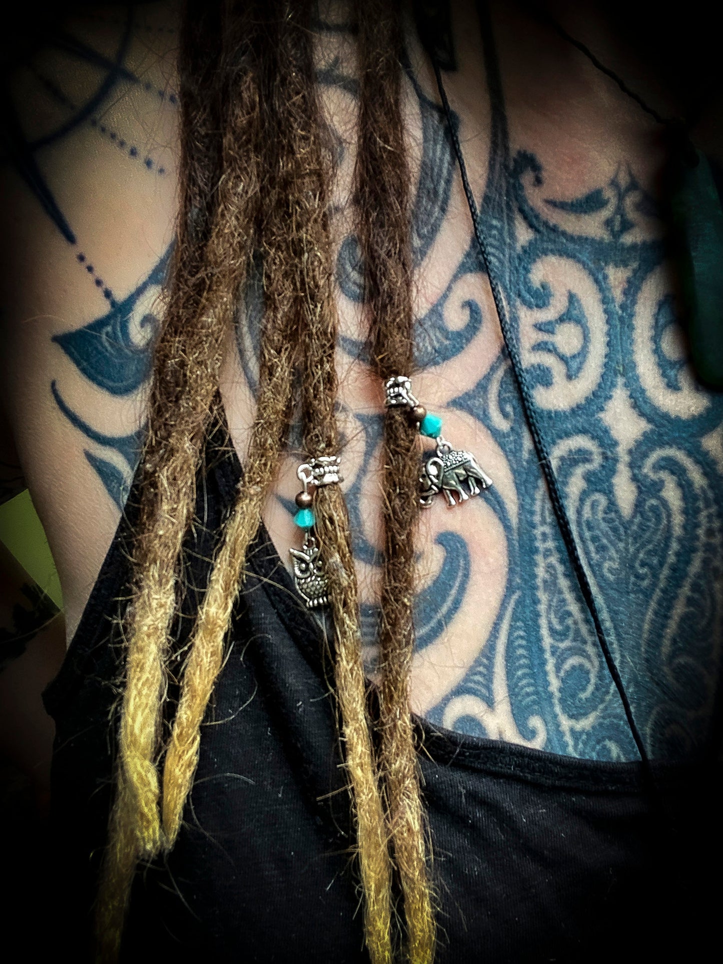 Set of 2 Tibetan Silver Plated Animal Themed Dreadlock Beads