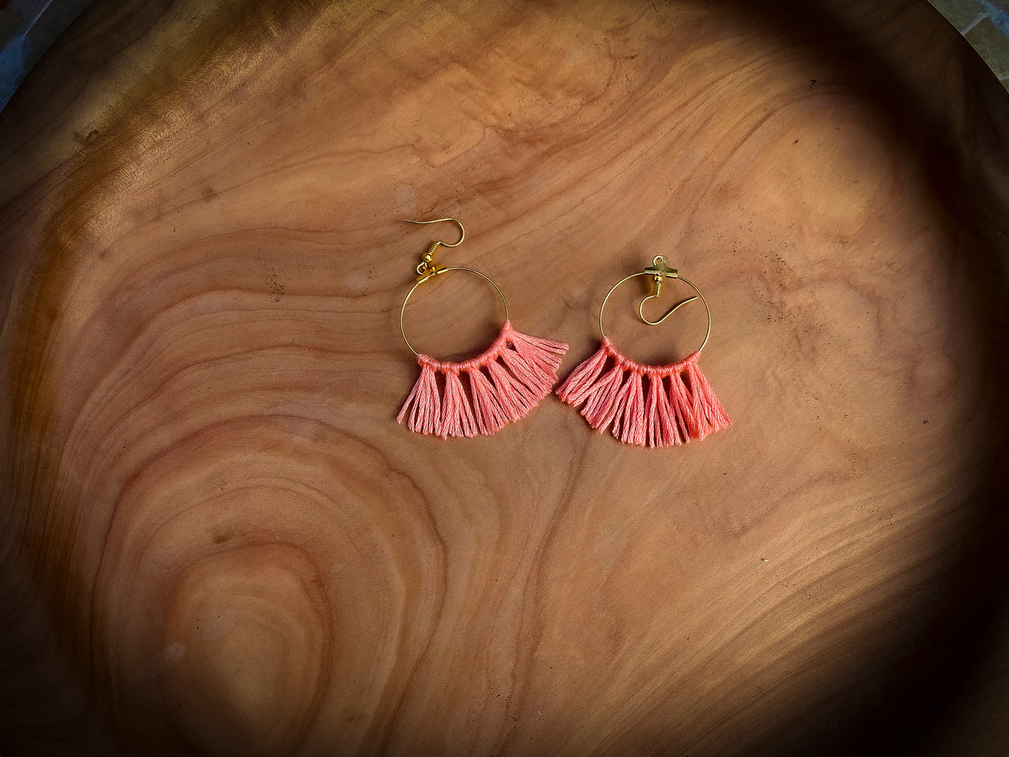 Tassel Gold Earrings in Apricot
