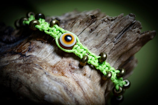 Lime Green Evil Eye Hand-Woven Bracelet