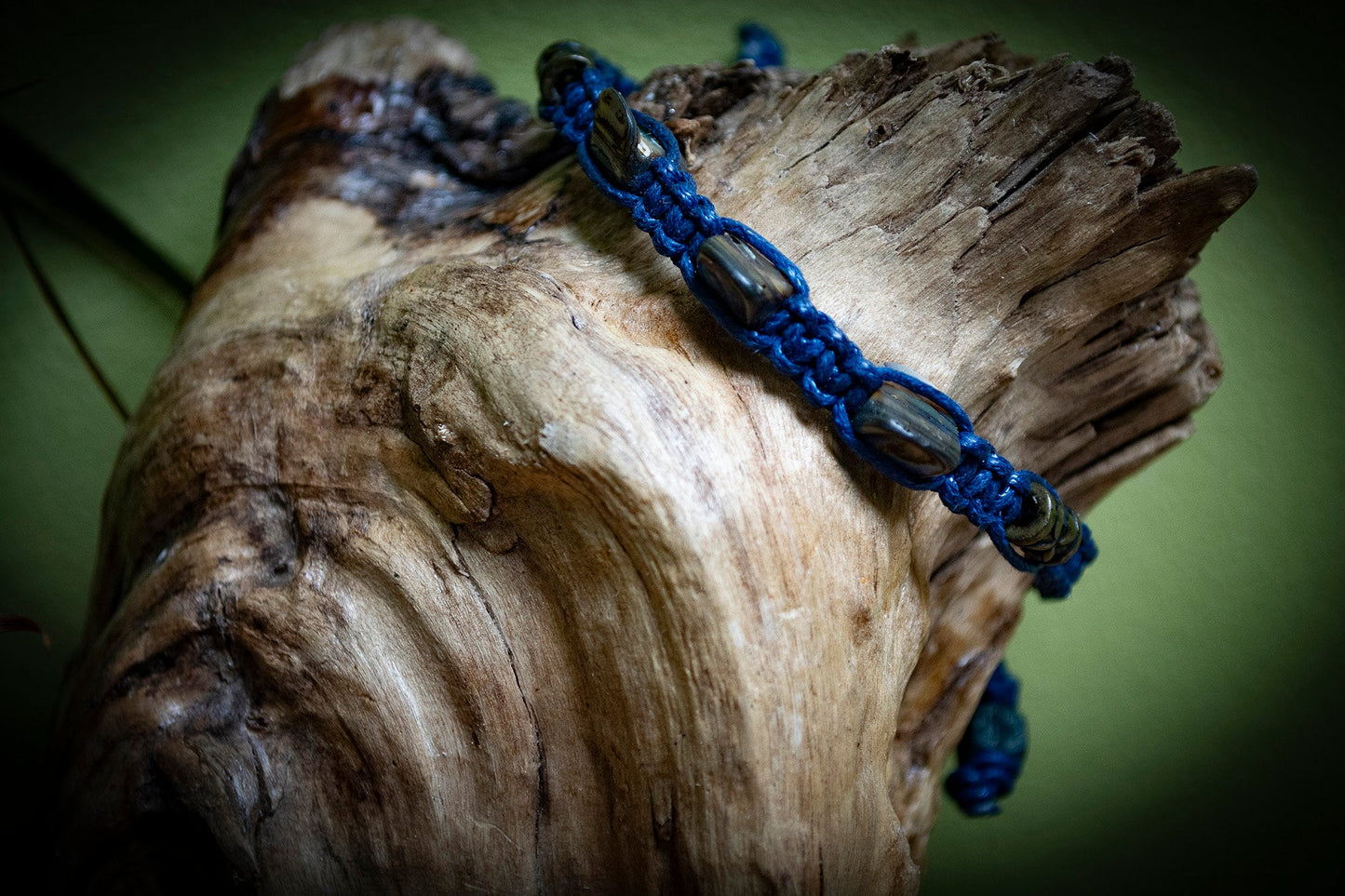Navy Paua Shell Hand-Woven Bracelet