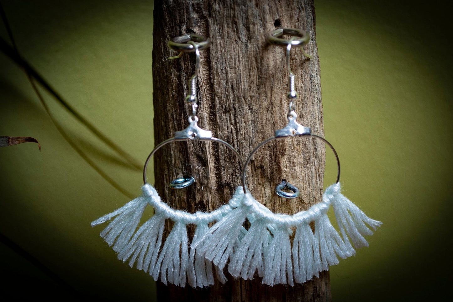 Tassel Silver Earrings in Blue