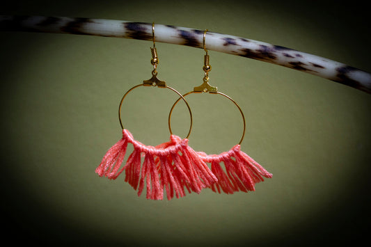 Tassel Gold Earrings in Apricot