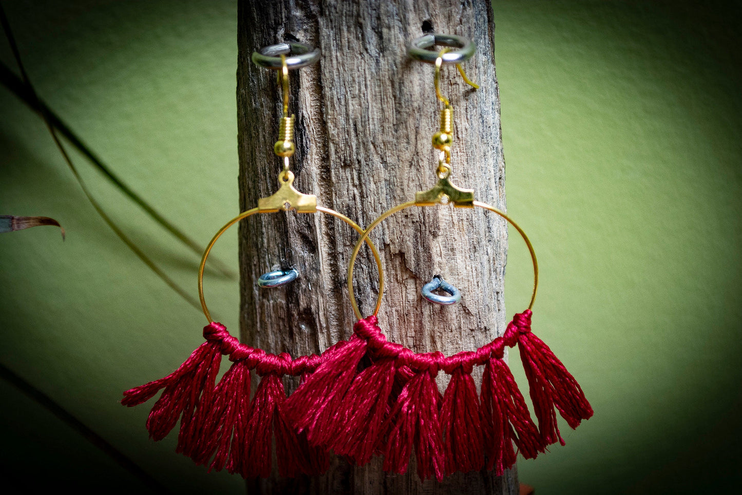Tassel Gold Earrings in Red